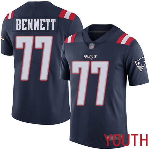 New England Patriots Football #77 Rush Vapor Limited Navy Blue Youth Michael Bennett NFL Jersey